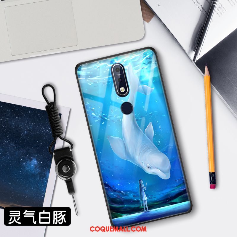 Étui Nokia 7.1 Protection Clair Incassable, Coque Nokia 7.1 Bleu Verre