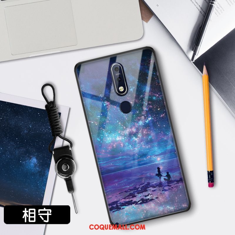 Étui Nokia 7.1 Protection Clair Incassable, Coque Nokia 7.1 Bleu Verre