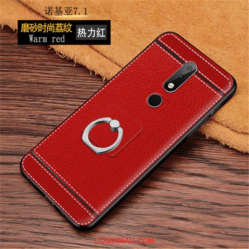 Étui Nokia 7.1 Protection Incassable Téléphone Portable, Coque Nokia 7.1 Tout Compris Rouge