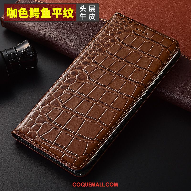 Étui Nokia 7.1 Protection Mode Téléphone Portable, Coque Nokia 7.1 Étui En Cuir Crocodile Modèle Braun