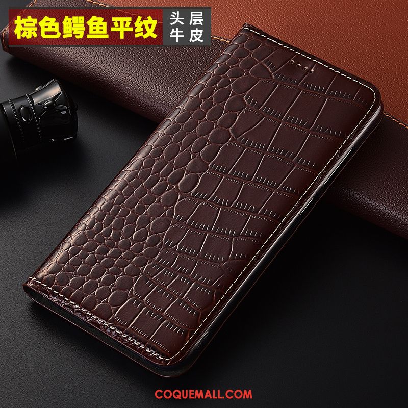 Étui Nokia 7.1 Protection Mode Téléphone Portable, Coque Nokia 7.1 Étui En Cuir Crocodile Modèle Braun