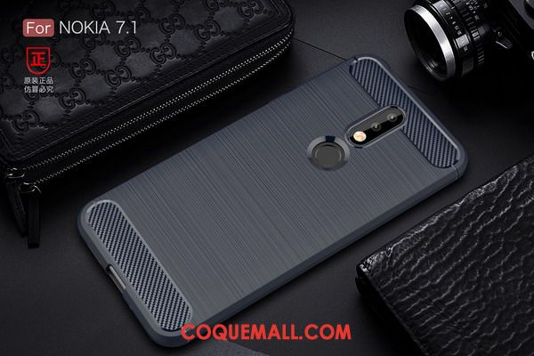 Étui Nokia 7.1 Protection Tout Compris Rouge, Coque Nokia 7.1 Fibre Fluide Doux