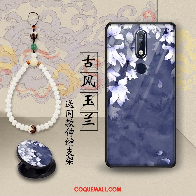 Étui Nokia 7.1 Support Vert Style Chinois, Coque Nokia 7.1 Dragon Téléphone Portable