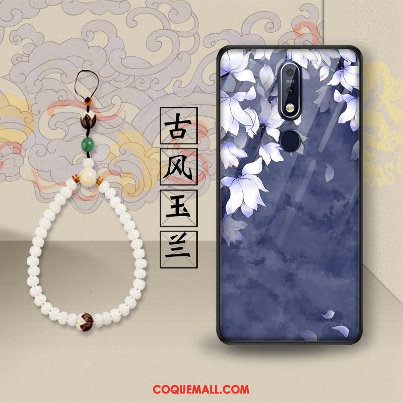 Étui Nokia 7.1 Support Vert Style Chinois, Coque Nokia 7.1 Dragon Téléphone Portable