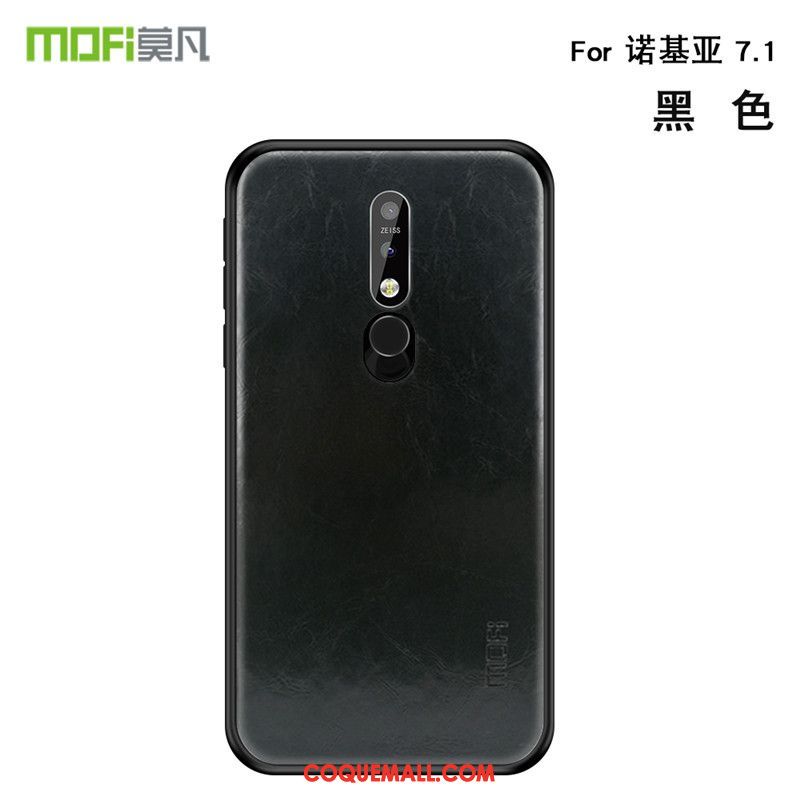 Étui Nokia 7.1 Tout Compris Cuir Clair, Coque Nokia 7.1 Fluide Doux Téléphone Portable Braun