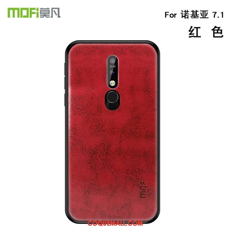 Étui Nokia 7.1 Tout Compris Cuir Clair, Coque Nokia 7.1 Fluide Doux Téléphone Portable Braun