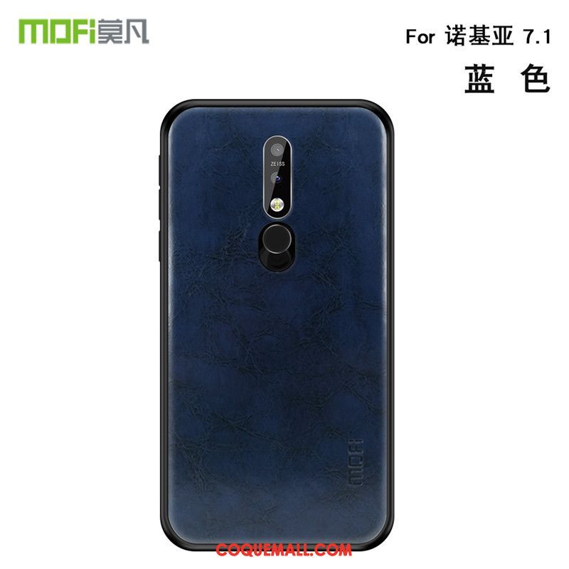 Étui Nokia 7.1 Tout Compris Cuir Clair, Coque Nokia 7.1 Fluide Doux Téléphone Portable Braun