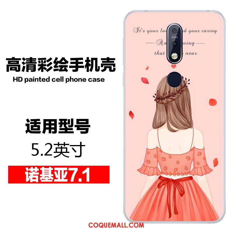 Étui Nokia 7.1 Transparent Rose Mode, Coque Nokia 7.1 Personnalité Créatif