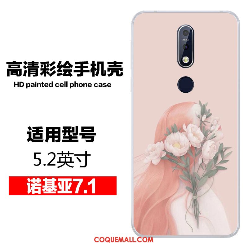 Étui Nokia 7.1 Transparent Rose Mode, Coque Nokia 7.1 Personnalité Créatif