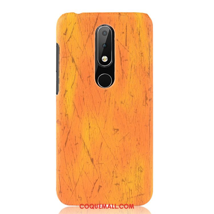 Étui Nokia 7.1 Téléphone Portable Difficile Protection, Coque Nokia 7.1 Grain De Bois Jaune