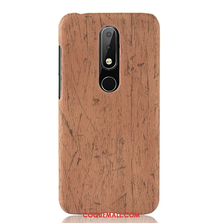 Étui Nokia 7.1 Téléphone Portable Difficile Protection, Coque Nokia 7.1 Grain De Bois Jaune