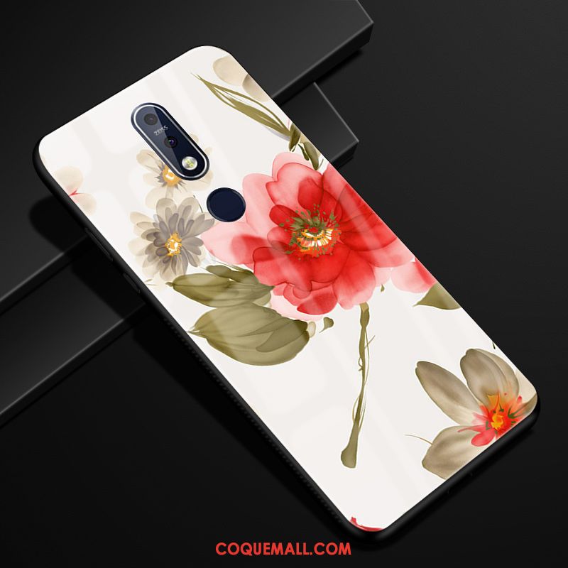 Étui Nokia 7.1 Téléphone Portable Modèle Fleurie Verre, Coque Nokia 7.1 Créatif Protection