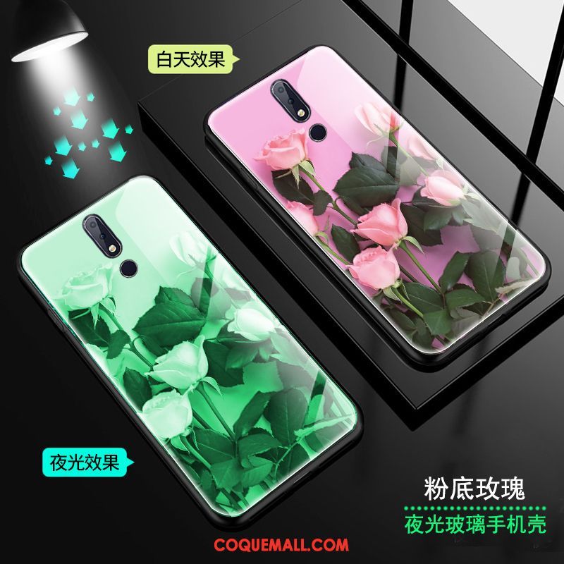 Étui Nokia 7.1 Vent Vert Tendance, Coque Nokia 7.1 Verre Rose