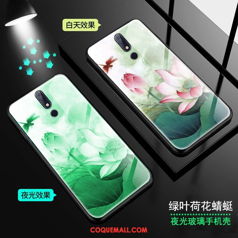 Étui Nokia 7.1 Vent Vert Tendance, Coque Nokia 7.1 Verre Rose