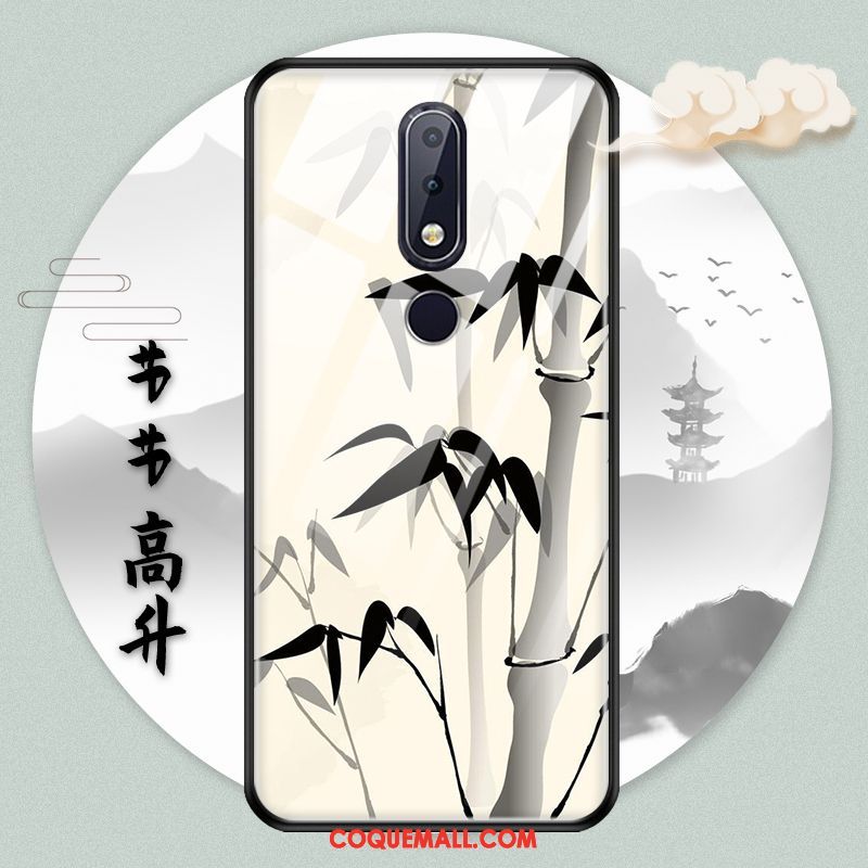 Étui Nokia 7.1 Verre Style Chinois Paysage, Coque Nokia 7.1 Protection Encre