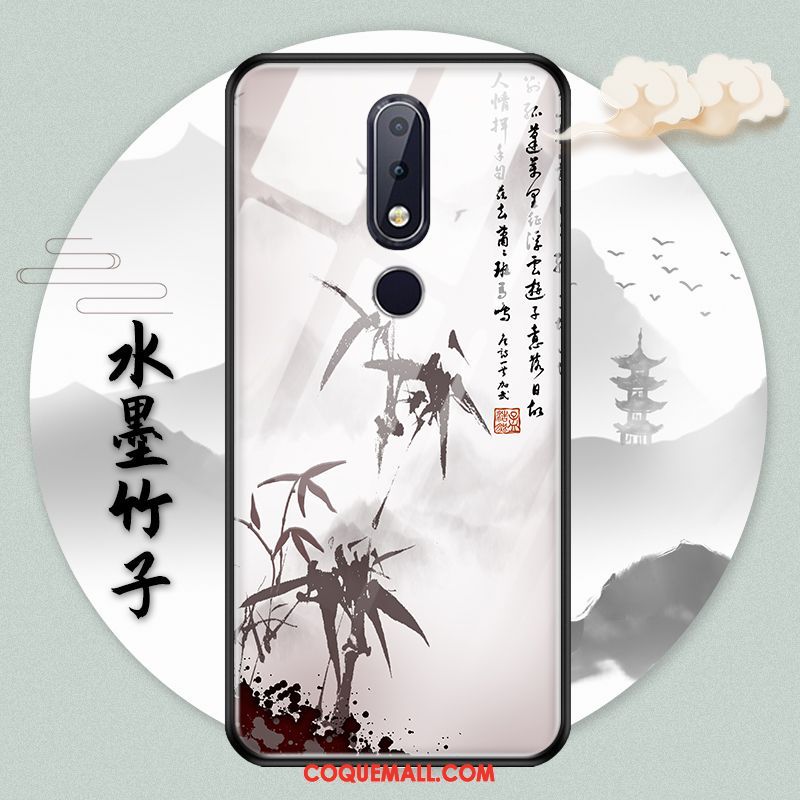 Étui Nokia 7.1 Verre Style Chinois Paysage, Coque Nokia 7.1 Protection Encre