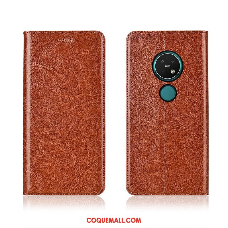 Étui Nokia 7.2 Incassable Modèle Fleurie Bleu, Coque Nokia 7.2 Cuir Véritable En Cuir