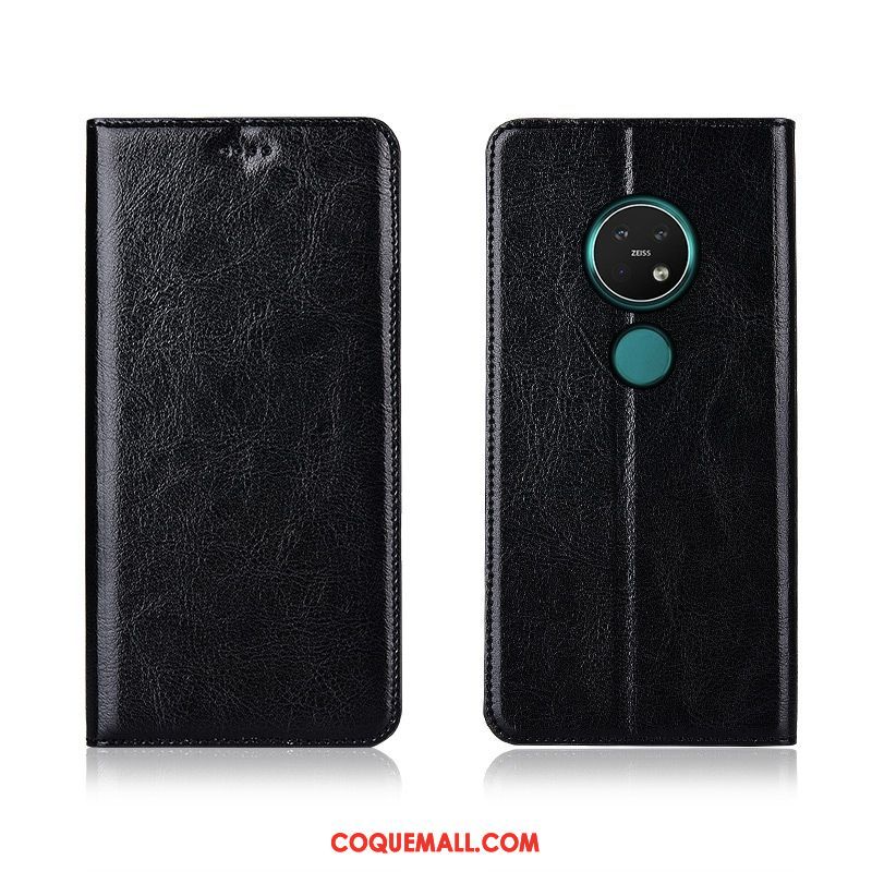 Étui Nokia 7.2 Incassable Modèle Fleurie Bleu, Coque Nokia 7.2 Cuir Véritable En Cuir