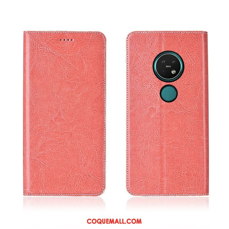 Étui Nokia 7.2 Incassable Modèle Fleurie Bleu, Coque Nokia 7.2 Cuir Véritable En Cuir