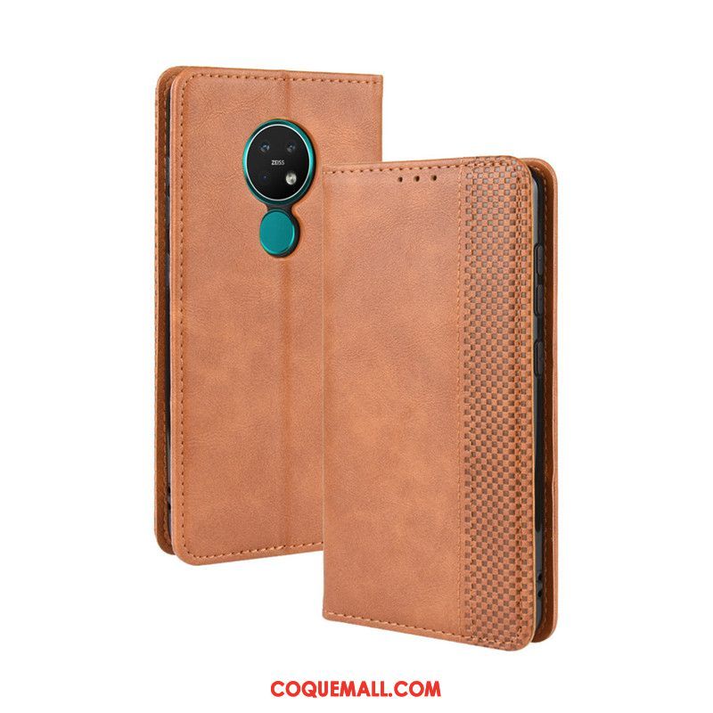 Étui Nokia 7.2 Magnétisme Téléphone Portable En Cuir, Coque Nokia 7.2 Portefeuille Vintage