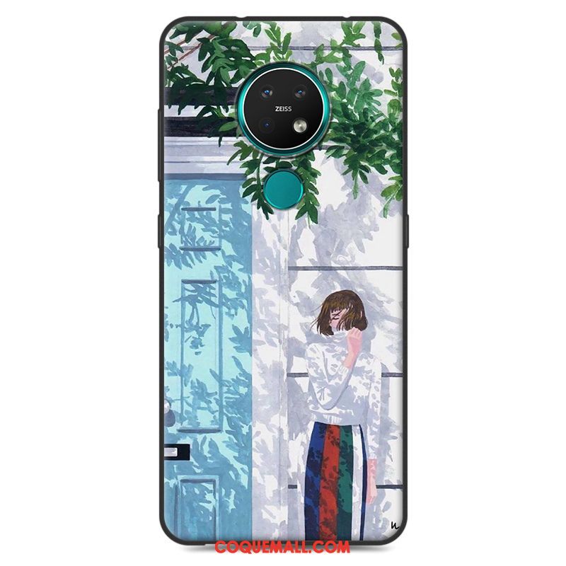 Étui Nokia 7.2 Protection Vert Petit, Coque Nokia 7.2 Téléphone Portable Délavé En Daim