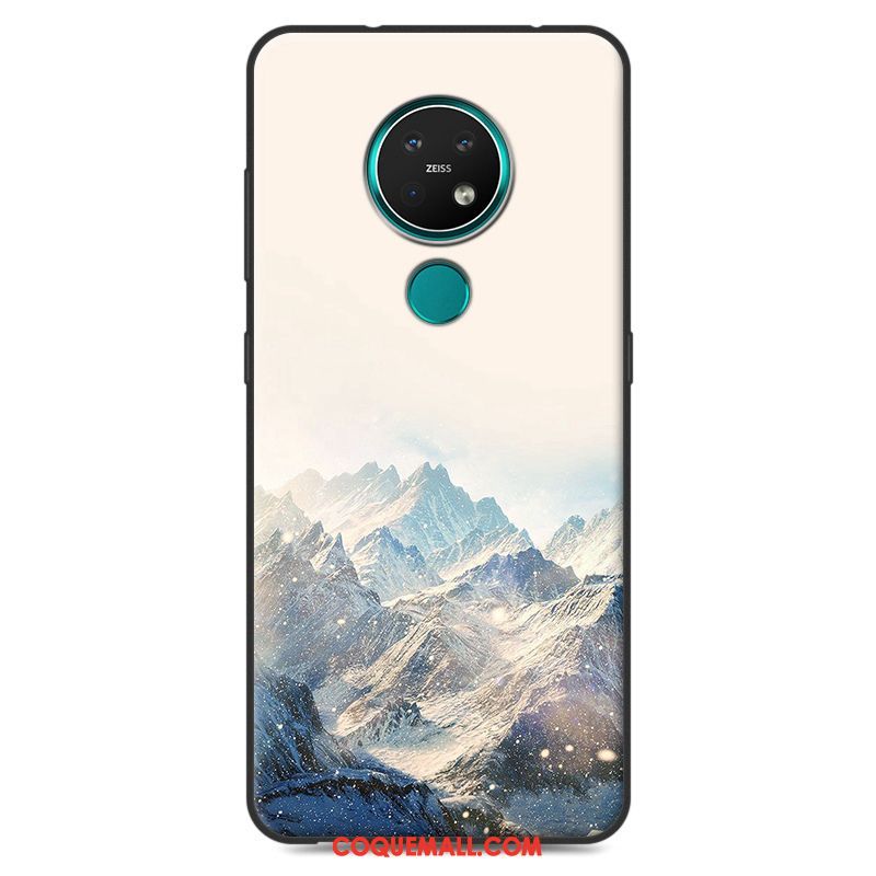 Étui Nokia 7.2 Simple Peinture Silicone, Coque Nokia 7.2 Paysage Blanc