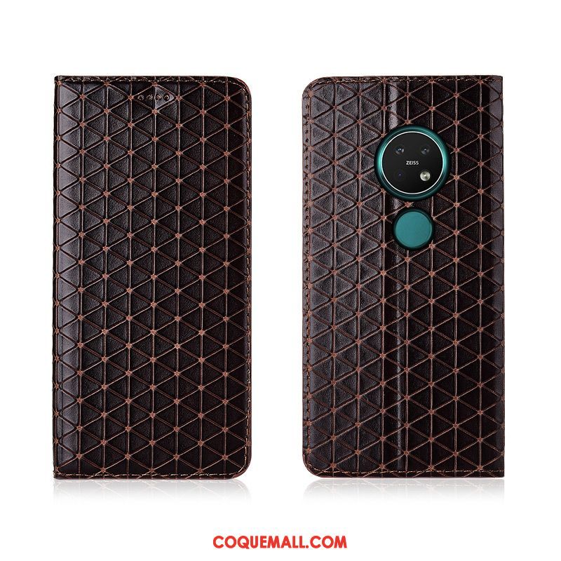 Étui Nokia 7.2 Téléphone Portable En Cuir Plaid, Coque Nokia 7.2 Haute Protection Braun