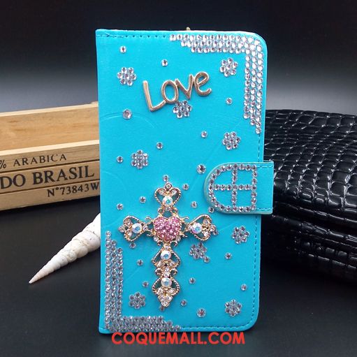 Étui Nokia 7 Bleu Téléphone Portable Strass, Coque Nokia 7 Ornements Suspendus Protection