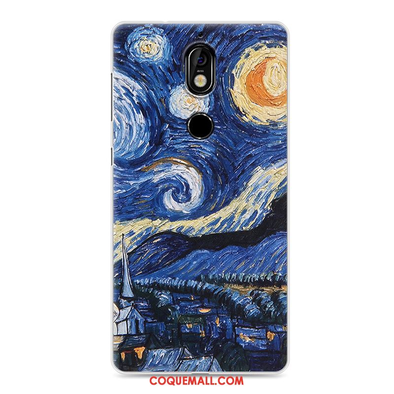 Étui Nokia 7 Fluide Doux Gaufrage Protection, Coque Nokia 7 Incassable Bleu