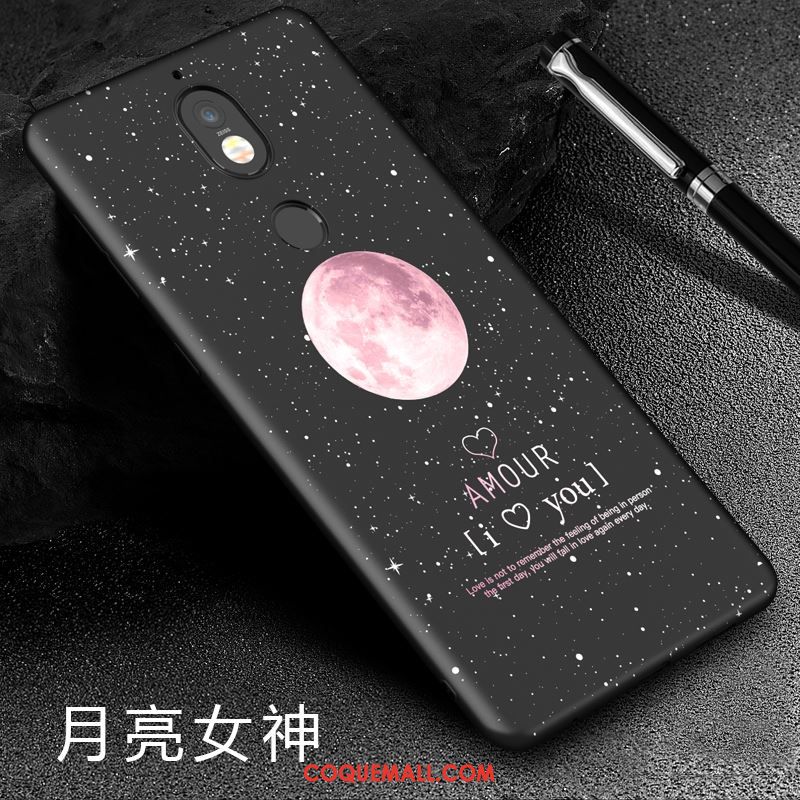 Étui Nokia 7 Noir Téléphone Portable Protection, Coque Nokia 7 Délavé En Daim Dessin Animé