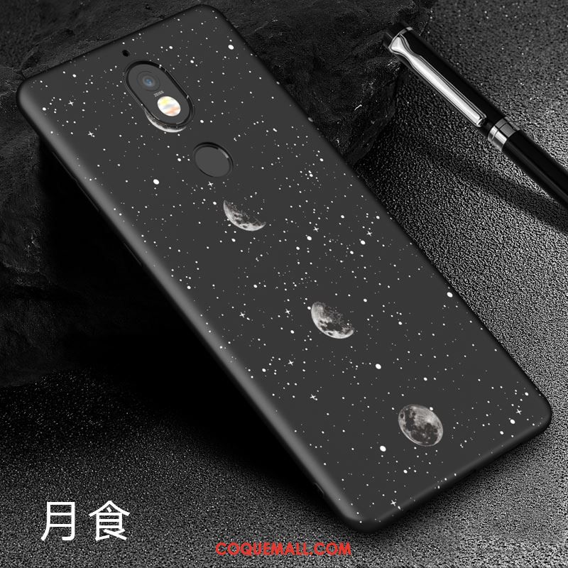 Étui Nokia 7 Noir Téléphone Portable Protection, Coque Nokia 7 Délavé En Daim Dessin Animé