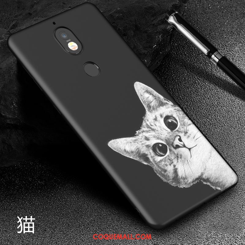 Étui Nokia 7 Noir Téléphone Portable Protection, Coque Nokia 7 Délavé En Daim Dessin Animé