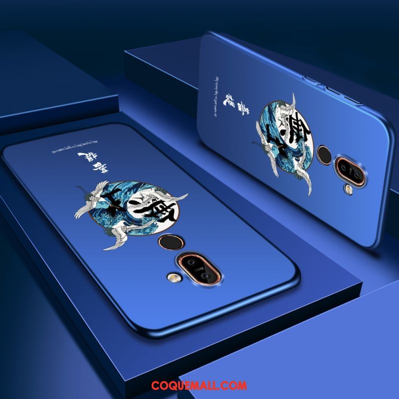 Étui Nokia 7 Plus Bleu Créatif Personnalité, Coque Nokia 7 Plus Téléphone Portable Délavé En Daim