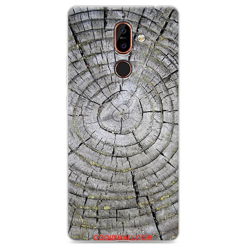 Étui Nokia 7 Plus Bois Simple Créatif, Coque Nokia 7 Plus Téléphone Portable Fluide Doux Braun