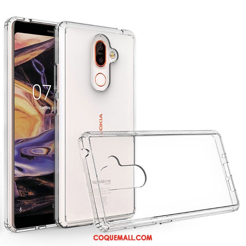 Étui Nokia 7 Plus Border Transparent Protection, Coque Nokia 7 Plus Téléphone Portable Incassable