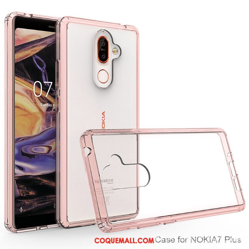 Étui Nokia 7 Plus Border Transparent Protection, Coque Nokia 7 Plus Téléphone Portable Incassable