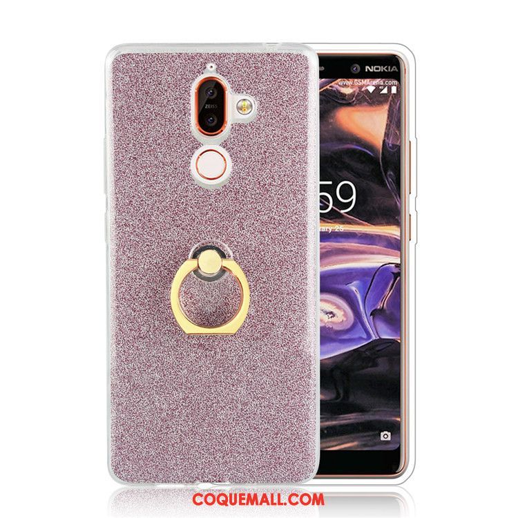 Étui Nokia 7 Plus Business Anneau Téléphone Portable, Coque Nokia 7 Plus Rose Créatif