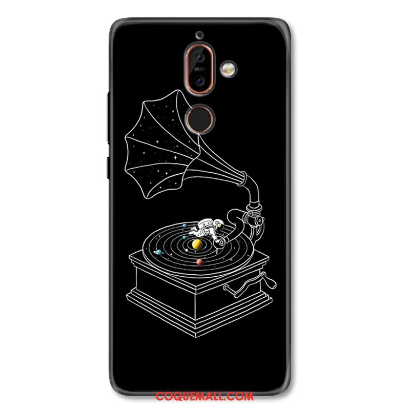 Étui Nokia 7 Plus Créatif Noir Gaufrage, Coque Nokia 7 Plus Tout Compris Incassable