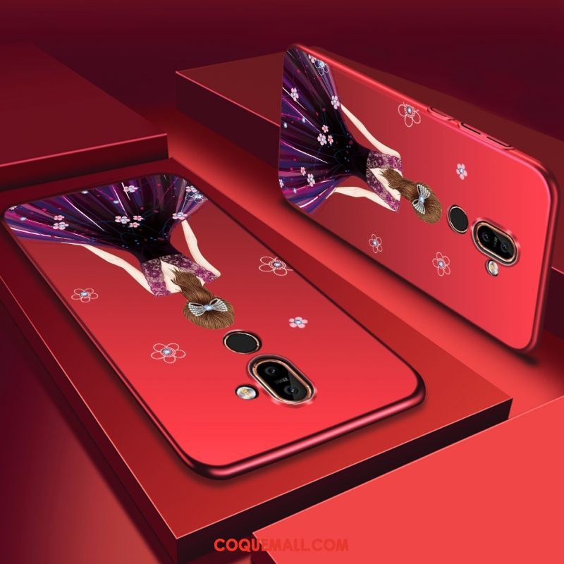 Étui Nokia 7 Plus Créatif Téléphone Portable Rouge, Coque Nokia 7 Plus Difficile Personnalité