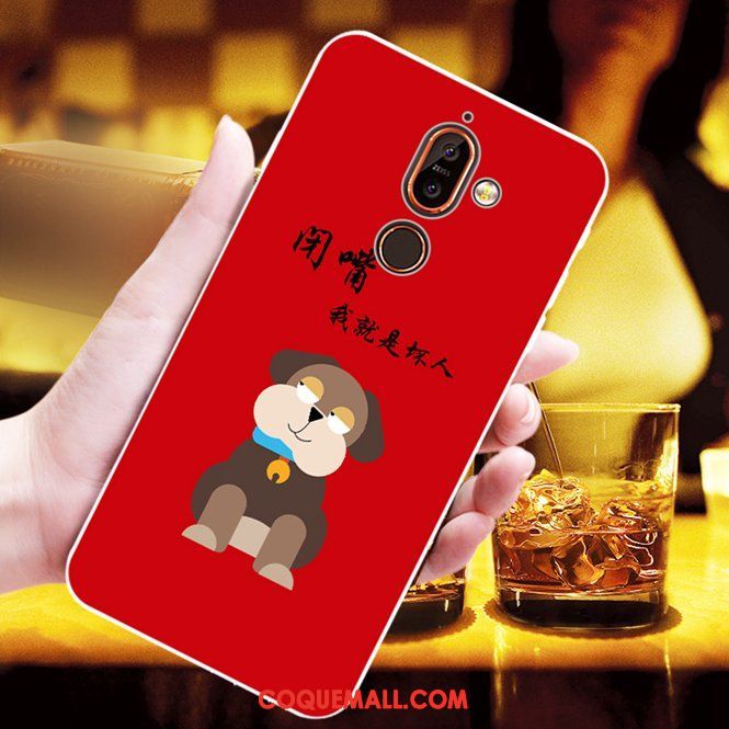 Étui Nokia 7 Plus Dessin Animé Fluide Doux Rouge, Coque Nokia 7 Plus Incassable Mode