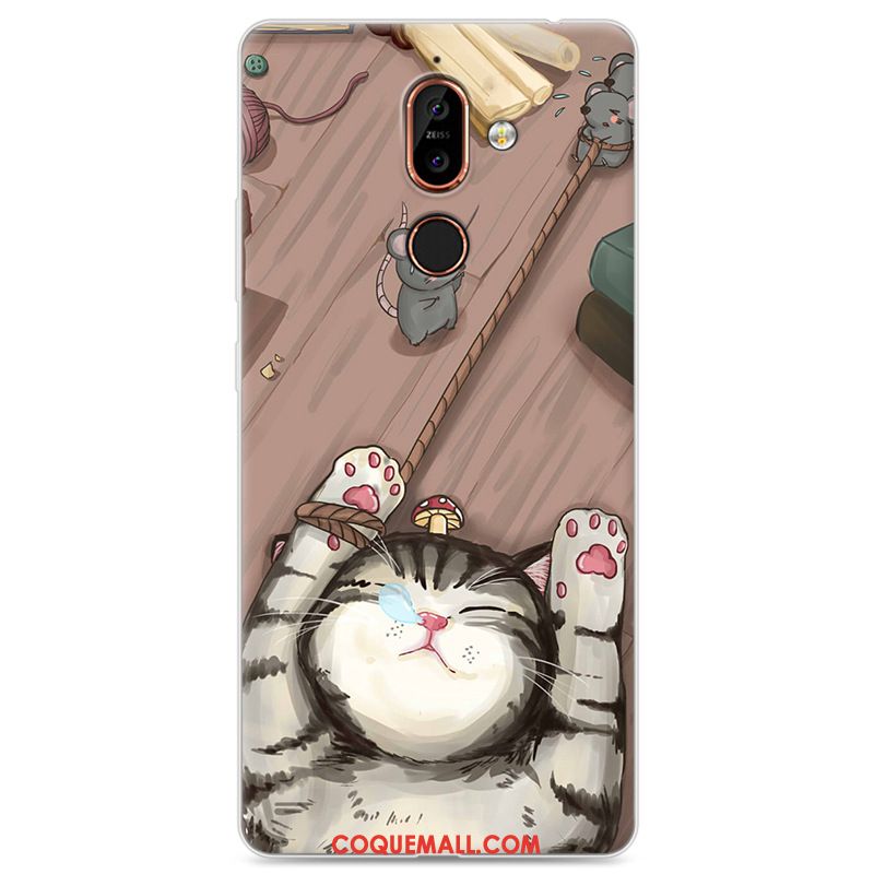 Étui Nokia 7 Plus Dessin Animé Incassable Bleu, Coque Nokia 7 Plus Tout Compris Fluide Doux