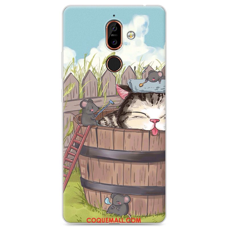 Étui Nokia 7 Plus Dessin Animé Incassable Bleu, Coque Nokia 7 Plus Tout Compris Fluide Doux