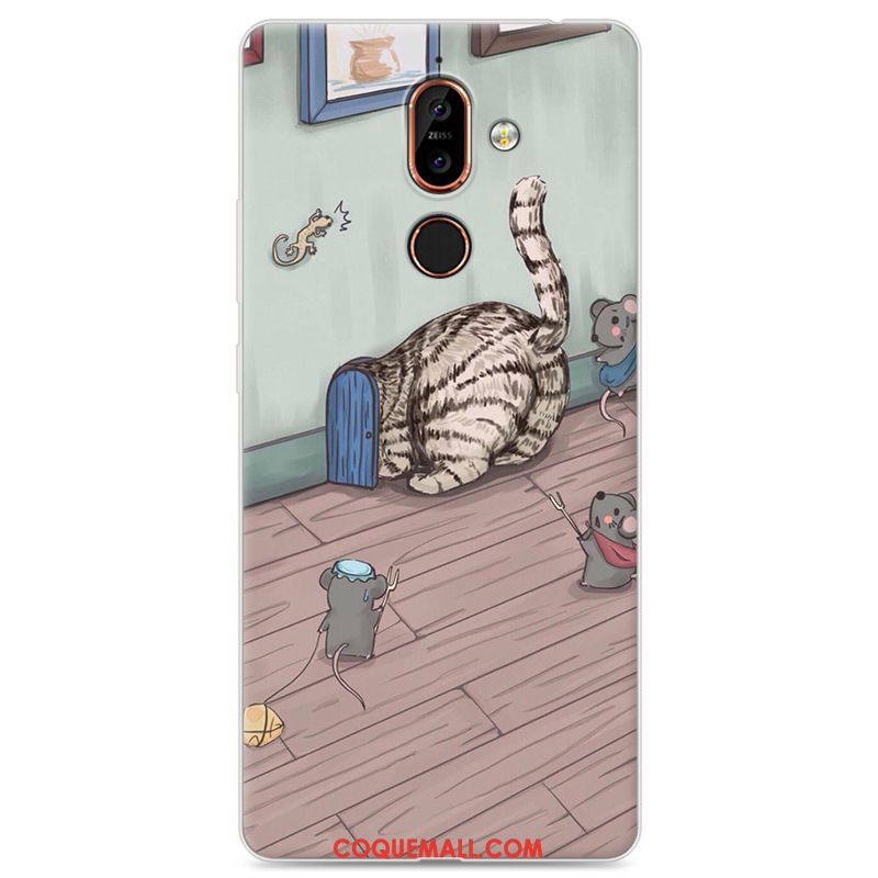 Étui Nokia 7 Plus Dessin Animé Incassable Bleu, Coque Nokia 7 Plus Tout Compris Fluide Doux