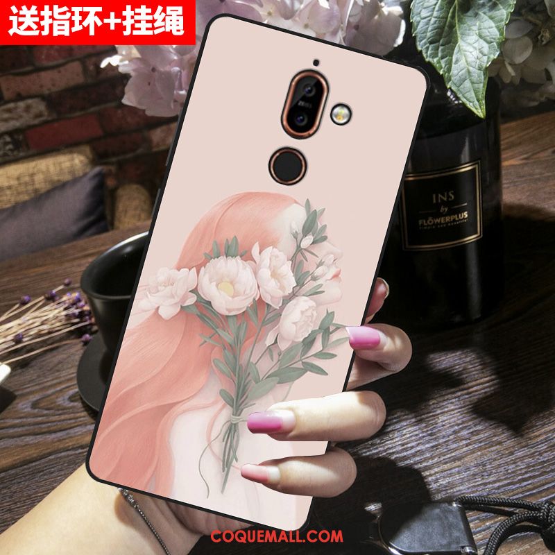 Étui Nokia 7 Plus Dessin Animé Protection Marque De Tendance, Coque Nokia 7 Plus Rose Fluide Doux