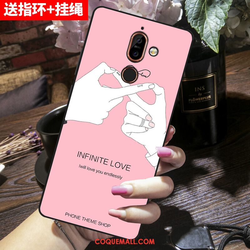 Étui Nokia 7 Plus Dessin Animé Protection Marque De Tendance, Coque Nokia 7 Plus Rose Fluide Doux