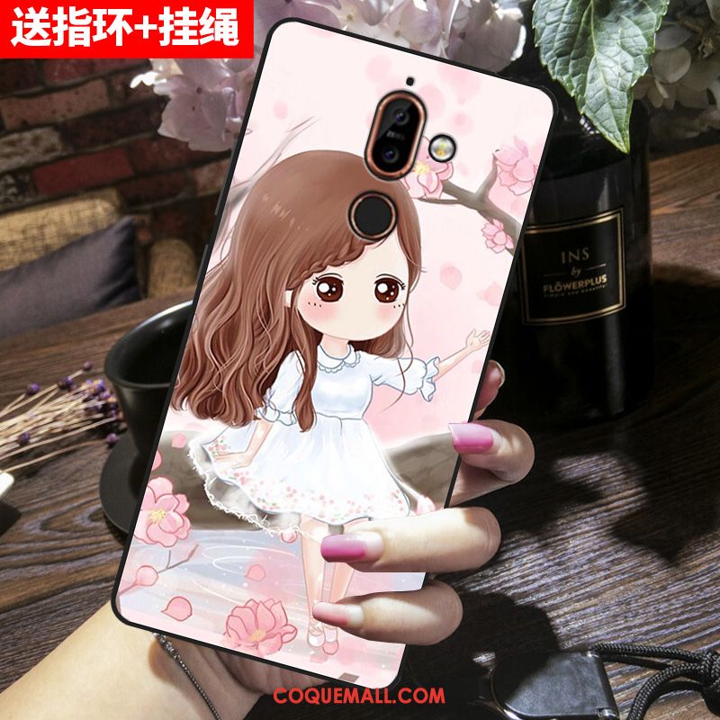 Étui Nokia 7 Plus Dessin Animé Protection Marque De Tendance, Coque Nokia 7 Plus Rose Fluide Doux