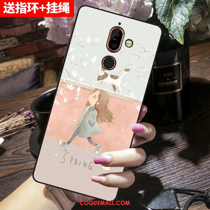 Étui Nokia 7 Plus Dessin Animé Protection Marque De Tendance, Coque Nokia 7 Plus Rose Fluide Doux