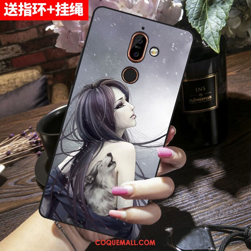 Étui Nokia 7 Plus Dessin Animé Protection Marque De Tendance, Coque Nokia 7 Plus Rose Fluide Doux