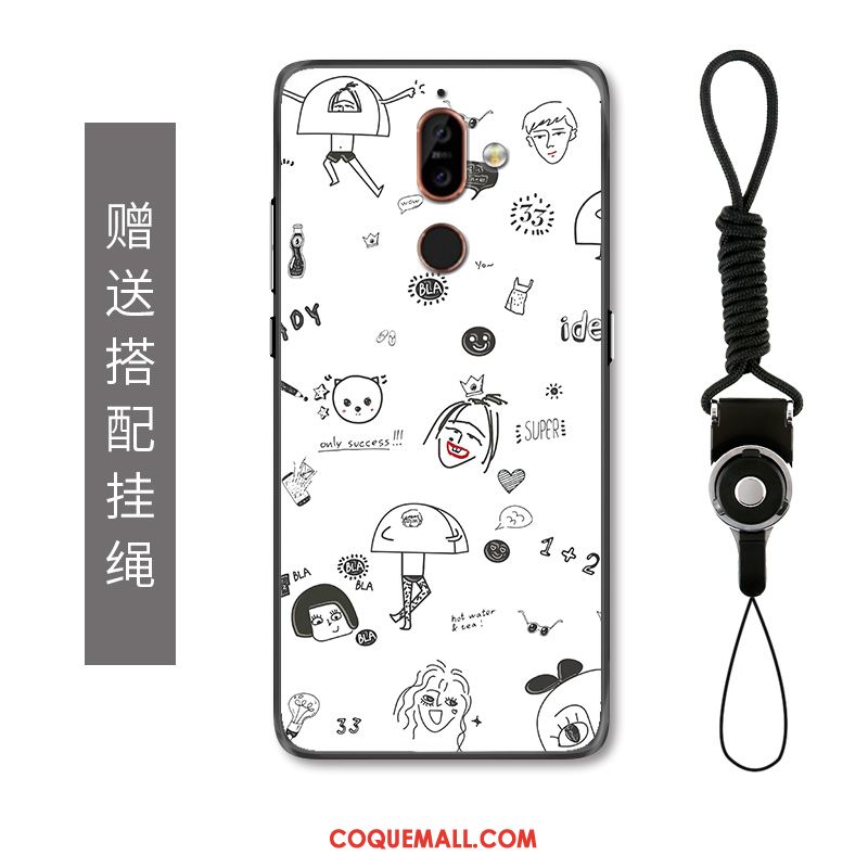 Étui Nokia 7 Plus Graffiti Incassable Protection, Coque Nokia 7 Plus Blanc Dessin Animé