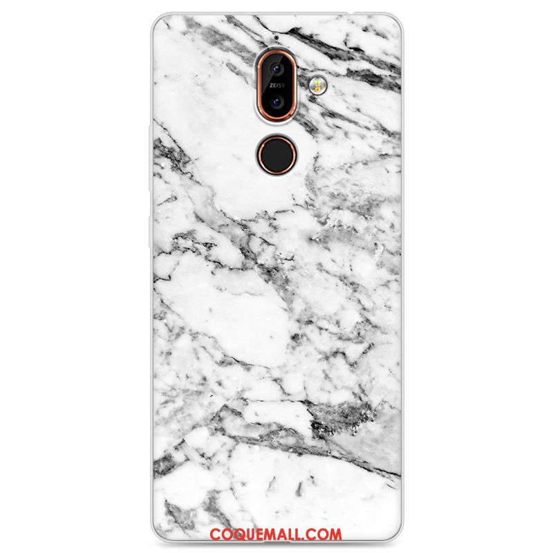 Étui Nokia 7 Plus Grain De Bois Fluide Doux Téléphone Portable, Coque Nokia 7 Plus Noir Silicone